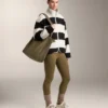 Veste aviateur en imitation peaux lainées rayée