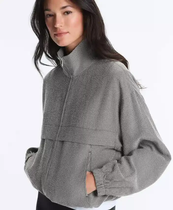 Veste aviateur en mélange de lyocell à carreaux vichy Veste aviateur en mélange de lyocell à carreaux vichy