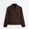 Veste à basque effet néoprène avec bordures côtelées Veste à basque effet néoprène avec bordures côtelées