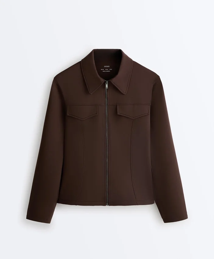 Veste à basque effet néoprène avec bordures côtelées Veste à basque effet néoprène avec bordures côtelées
