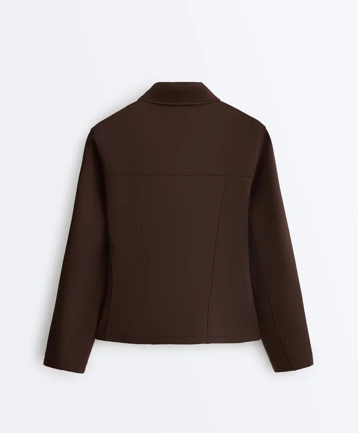 Veste à basque effet néoprène avec bordures côtelées Veste à basque effet néoprène avec bordures côtelées