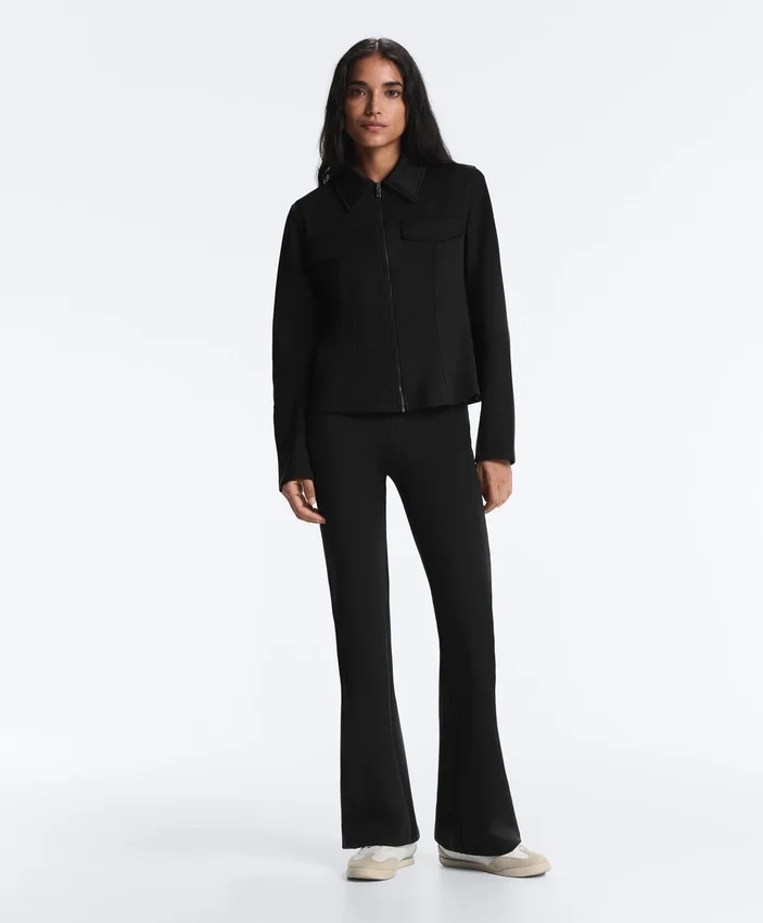 Veste à basque effet néoprène avec bordures côtelées Veste à basque effet néoprène avec bordures côtelées