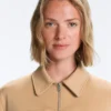 Veste à basque effet néoprène avec bordures côtelées Veste à basque effet néoprène avec bordures côtelées