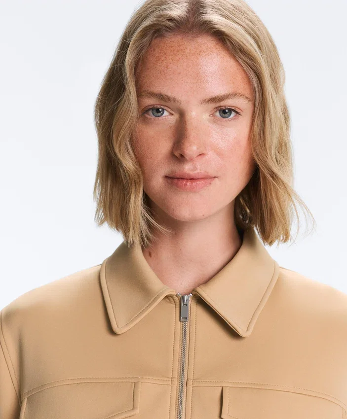 Veste à basque effet néoprène avec bordures côtelées Veste à basque effet néoprène avec bordures côtelées