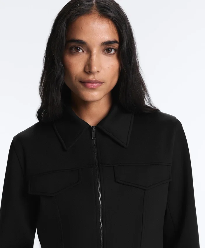Veste à basque effet néoprène avec bordures côtelées Veste à basque effet néoprène avec bordures côtelées