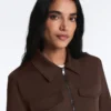 Veste à basque effet néoprène avec bordures côtelées Veste à basque effet néoprène avec bordures côtelées