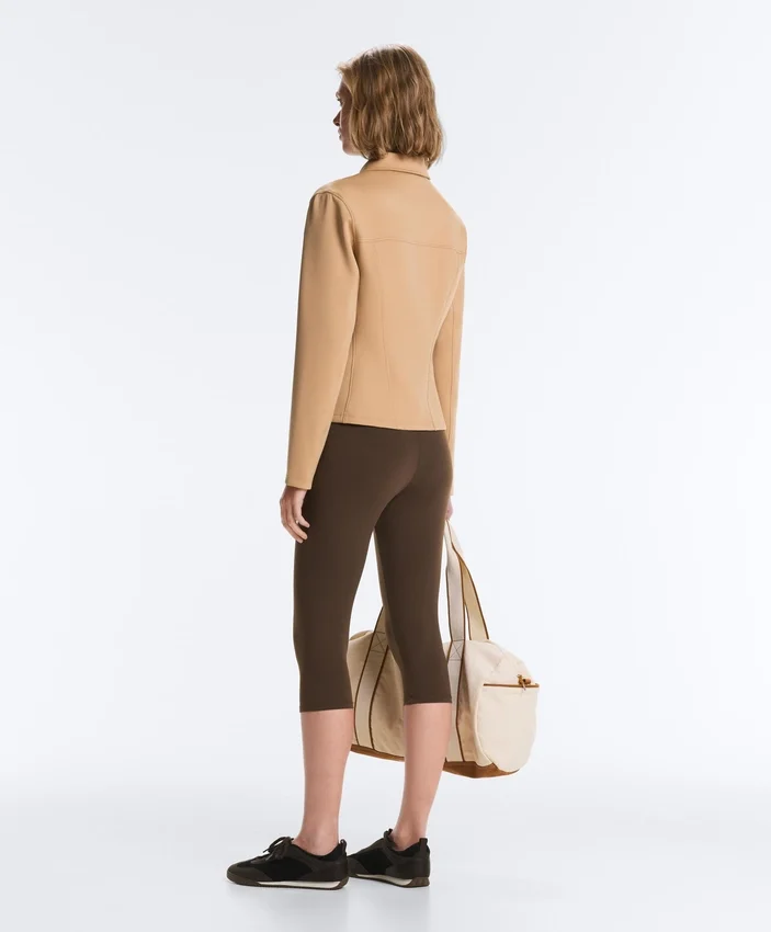 Veste à basque effet néoprène avec bordures côtelées Veste à basque effet néoprène avec bordures côtelées