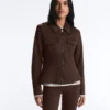 Veste à basque effet néoprène avec bordures côtelées Veste à basque effet néoprène avec bordures côtelées