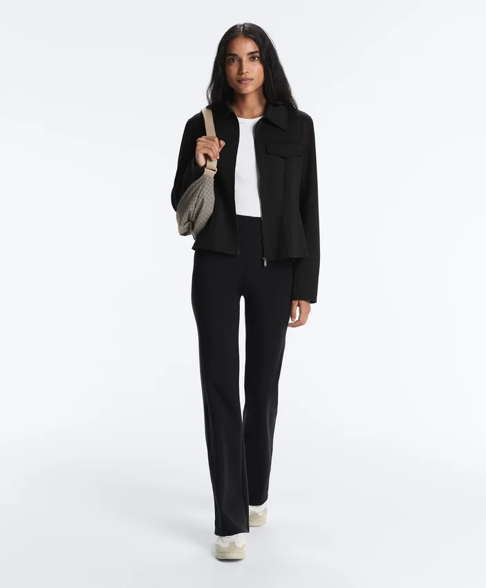 Veste à basque effet néoprène avec bordures côtelées Veste à basque effet néoprène avec bordures côtelées