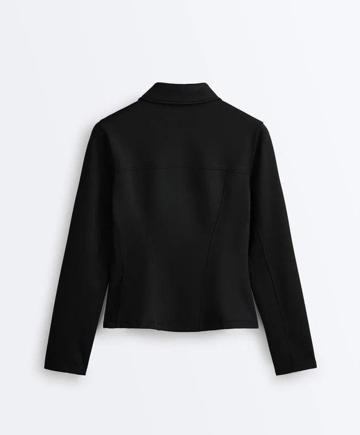 Veste à basque effet néoprène avec bordures côtelées Veste à basque effet néoprène avec bordures côtelées