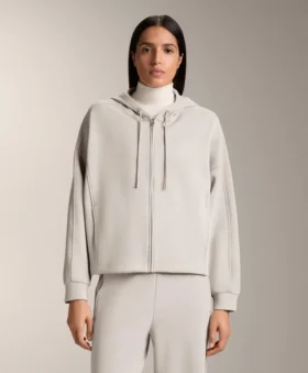 Veste à capuche avec détails en bord-côte et modal brossé