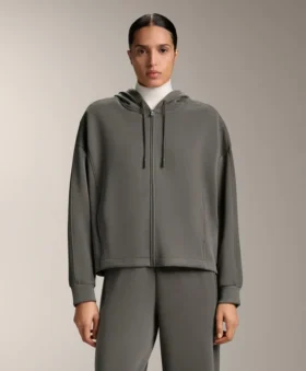 Veste à capuche avec détails en bord-côte et modal brossé