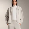 Veste à capuche avec détails en bord-côte et modal brossé Veste à capuche avec détails en bord-côte et modal brossé