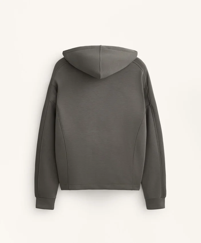 Veste à capuche avec détails en bord-côte et modal brossé Veste à capuche avec détails en bord-côte et modal brossé
