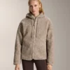 Veste à capuche en imitation peaux lainées