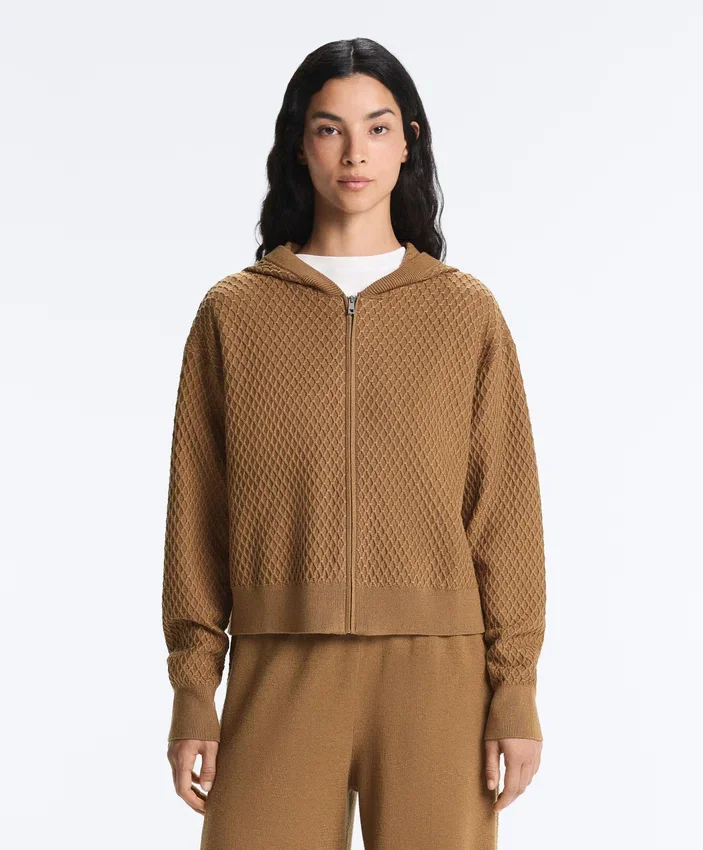 Veste à capuche en maille structurée Veste à capuche en maille structurée