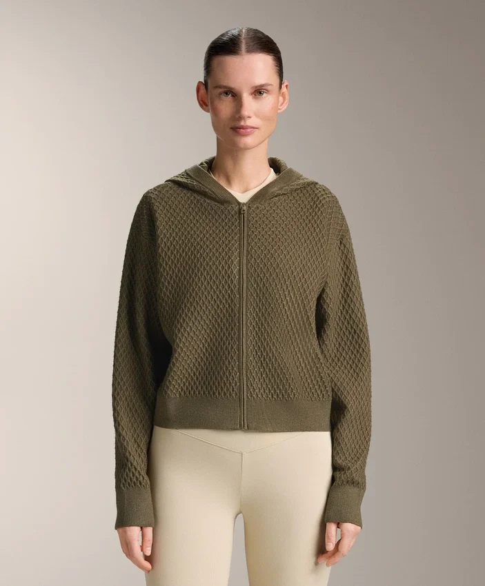 Veste à capuche en maille structurée Veste à capuche en maille structurée