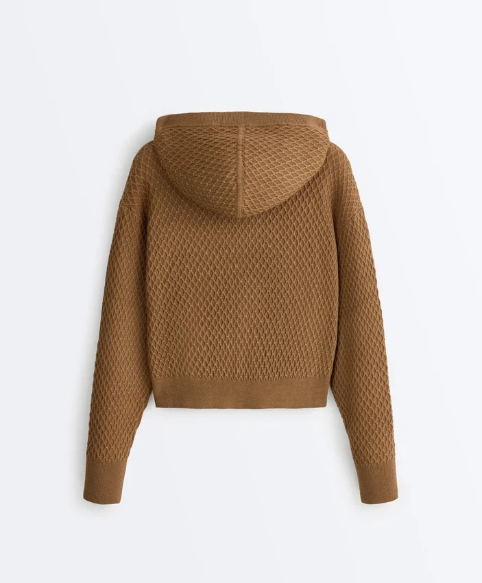 Veste à capuche en maille structurée Veste à capuche en maille structurée