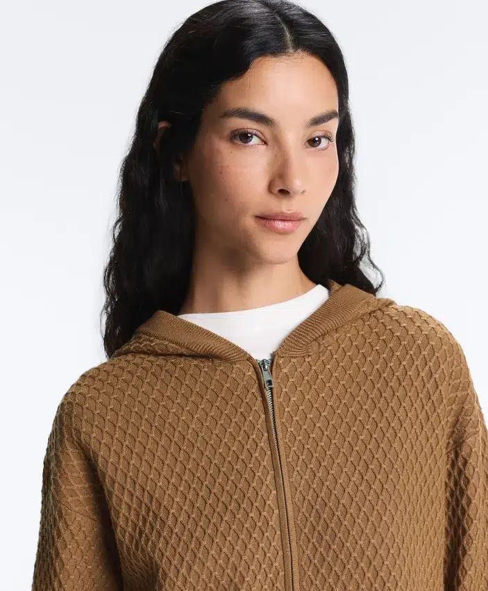 Veste à capuche en maille structurée Veste à capuche en maille structurée