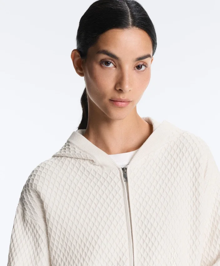 Veste à capuche en maille structurée Veste à capuche en maille structurée