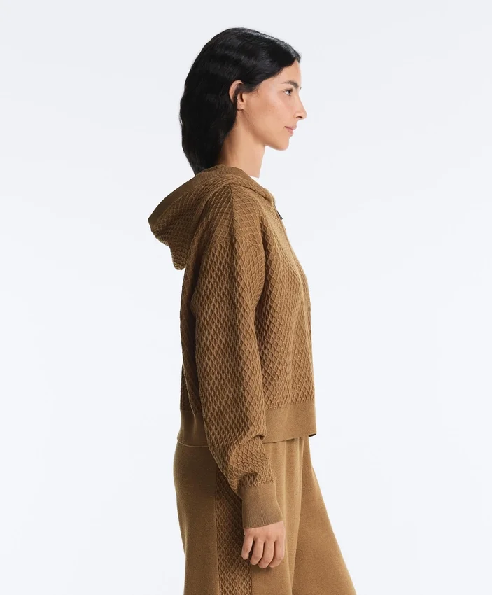 Veste à capuche en maille structurée Veste à capuche en maille structurée