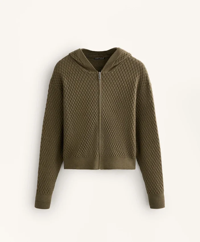 Veste à capuche en maille structurée Veste à capuche en maille structurée