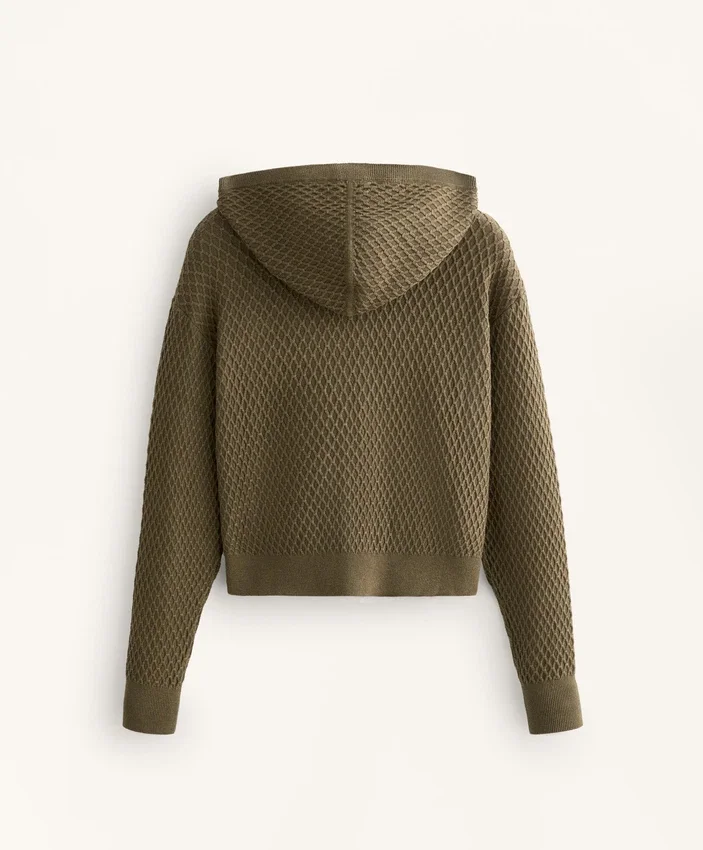 Veste à capuche en maille structurée Veste à capuche en maille structurée