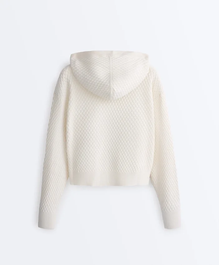 Veste à capuche en maille structurée Veste à capuche en maille structurée