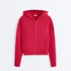 Veste à capuche en maille torsadée délavée