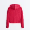 Veste à capuche en maille torsadée délavée