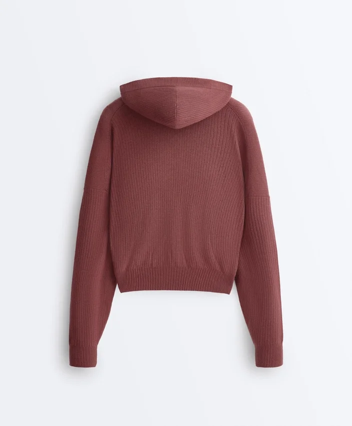 Veste à capuche en tricot côtelé Veste à capuche en tricot côtelé
