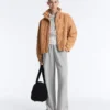 Veste à col côtelé rayé en coton