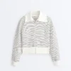 Veste à col côtelé rayé en coton