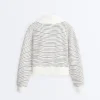 Veste à col côtelé rayé en coton
