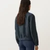 Veste à col montant 100 % lin à fines rayures