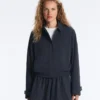 Veste à col polo en piqué à fines rayures avec coton Veste à col polo en piqué à fines rayures avec coton