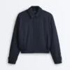 Veste à col polo en piqué à fines rayures avec coton Veste à col polo en piqué à fines rayures avec coton