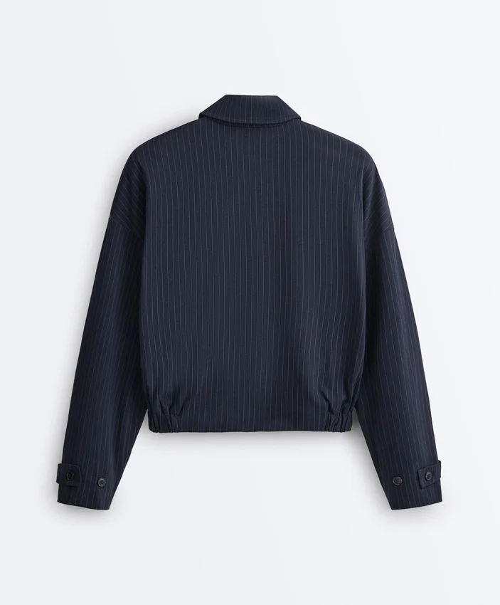 Veste à col polo en piqué à fines rayures avec coton Veste à col polo en piqué à fines rayures avec coton