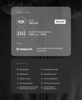 Veste de ski Primaloft® imperméable, coupe ultra-ajustée