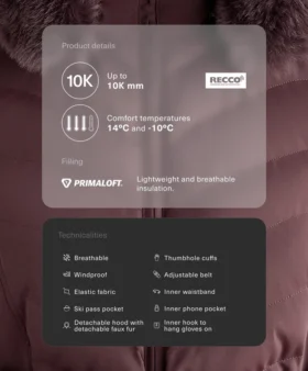 Veste de ski Primaloft® imperméable et ultra-ajustée