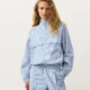 Veste de sport rayée en mélange de coton Veste de sport rayée en mélange de coton