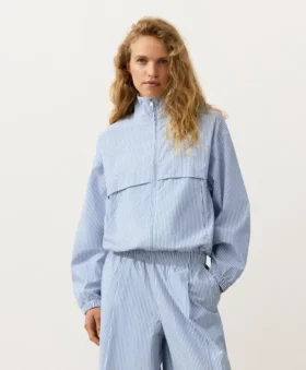 Veste de sport rayée en mélange de coton