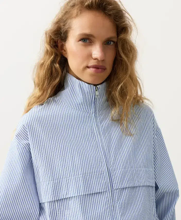 Veste de sport rayée en mélange de coton Veste de sport rayée en mélange de coton