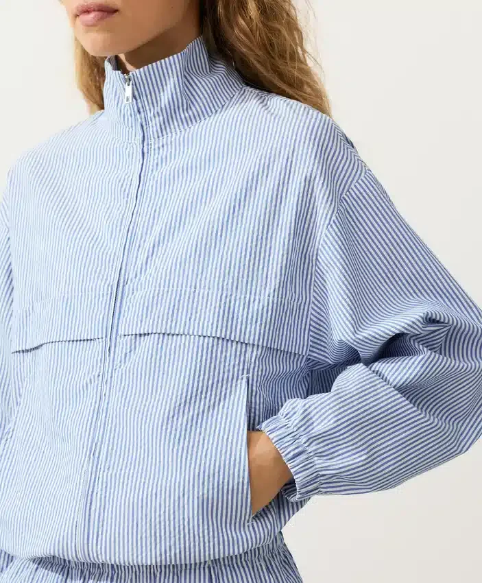 Veste de sport rayée en mélange de coton Veste de sport rayée en mélange de coton