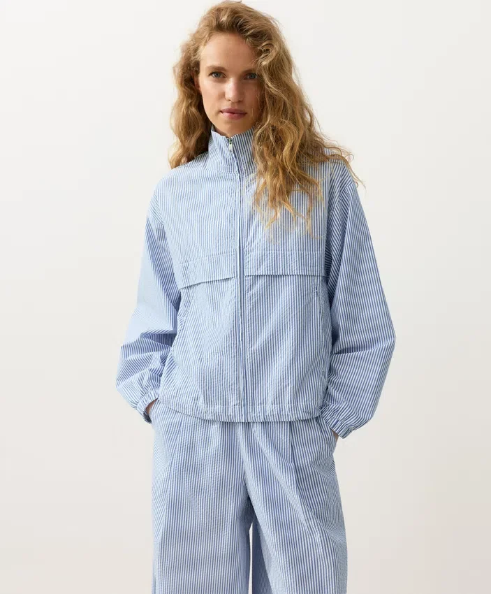 Veste de sport rayée en mélange de coton Veste de sport rayée en mélange de coton