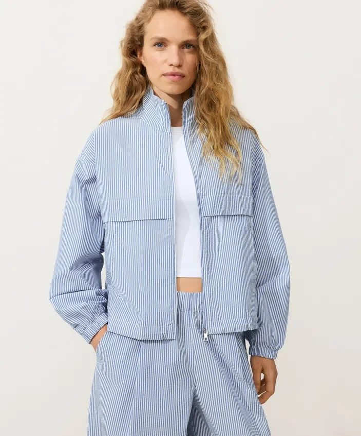 Veste de sport rayée en mélange de coton Veste de sport rayée en mélange de coton