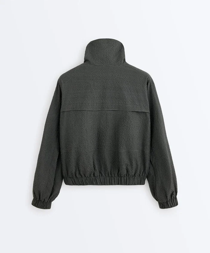 Veste de survêtement en nylon à carreaux déperlant Veste de survêtement en nylon à carreaux déperlant