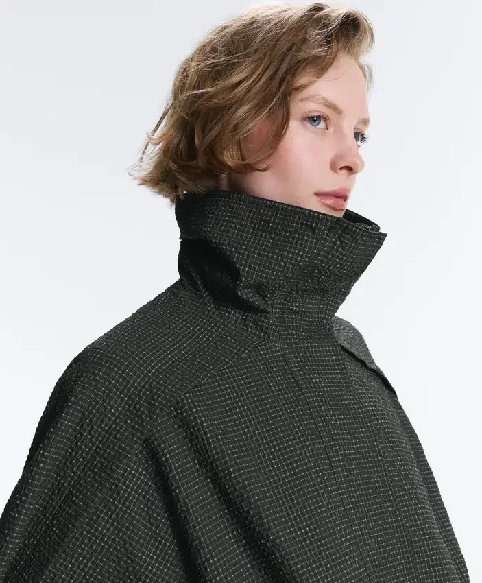 Veste de survêtement en nylon à carreaux déperlant Veste de survêtement en nylon à carreaux déperlant