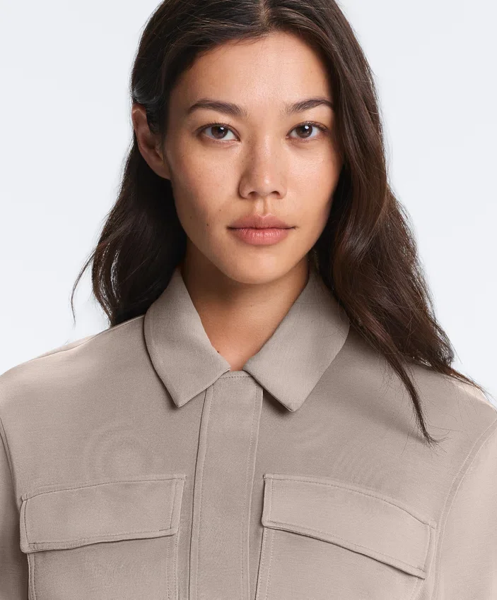 Veste droite avec ceinture et modal Soft Touch Veste droite avec ceinture et modal Soft Touch