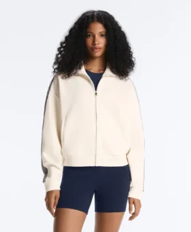 Veste en coton piqué avec bande à chevrons sur les côtés